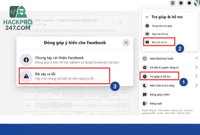 Dưới đây là các bước chi tiết để báo cáo bị hack Facebook